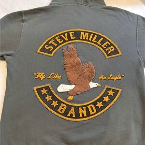 Steve Miller Band Gray Hoodie Jacket with Eagle Patch great condition
